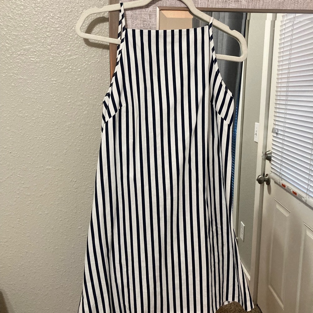 Striped ASOS a-line mini dress with low back.